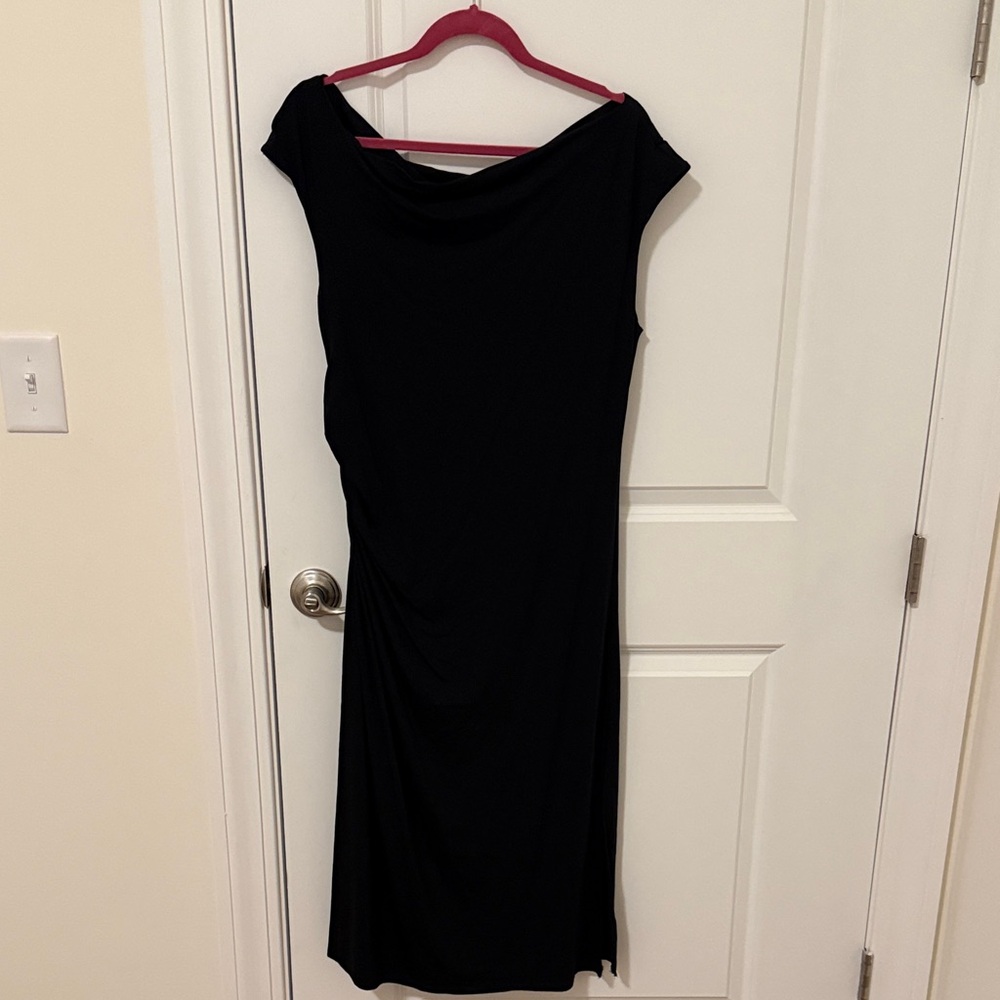Off the Shoulder Black Midi Dress